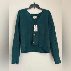 green button cardigan